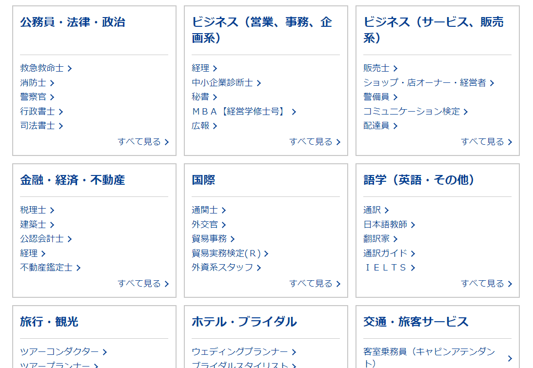 スタディサプリ進路で，職種から進路を決める様子